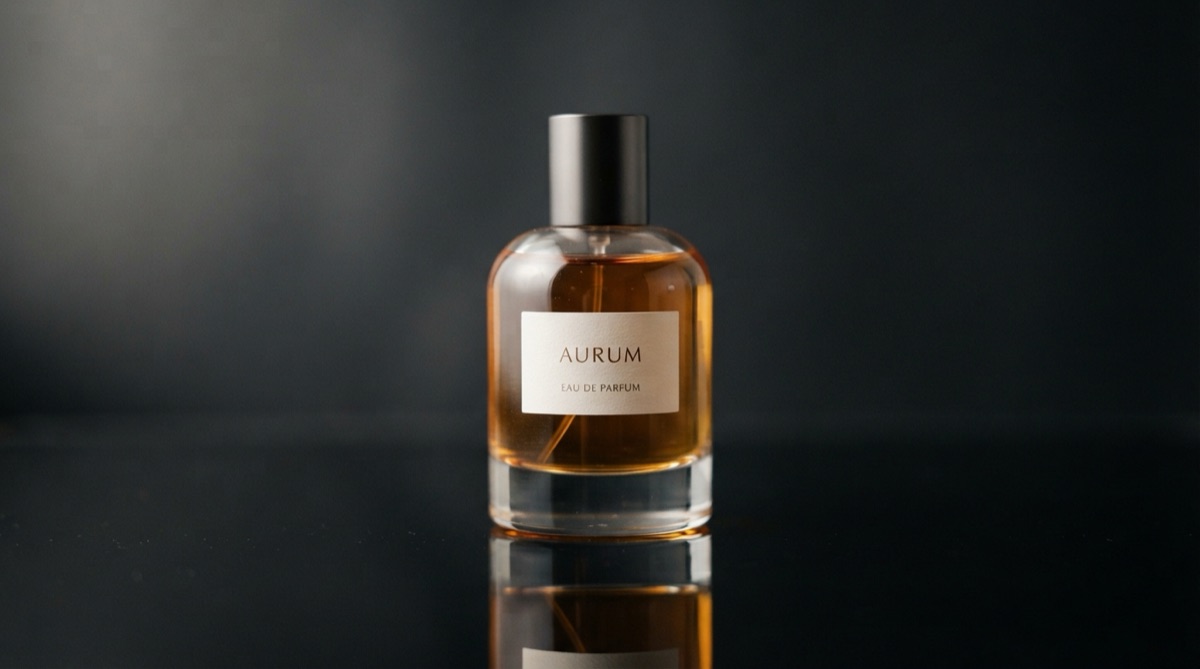 Una foto de un frasco de perfume usada como fotograma de partida para un clip animado